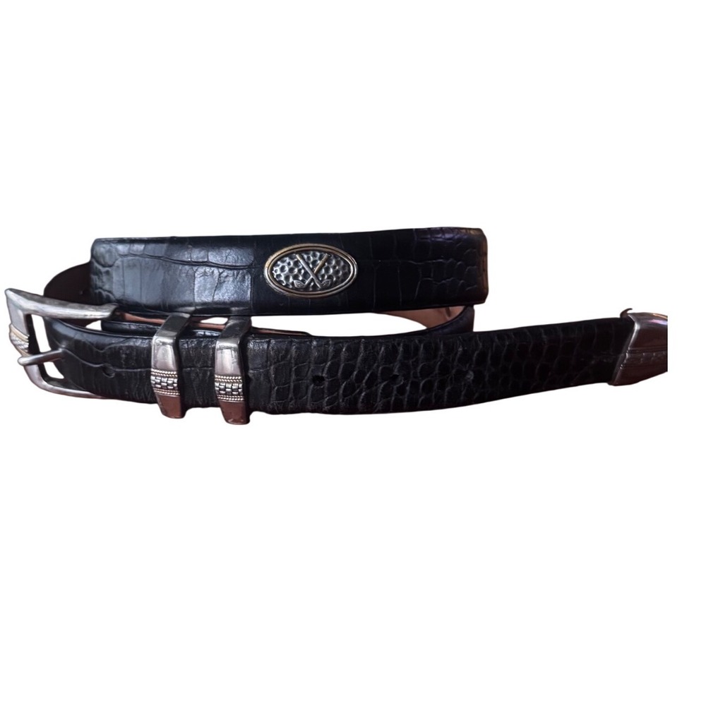 Mens Italian Calfskin Black Croc‎ Embossed Golf Western Belt 
40 XL Preloved